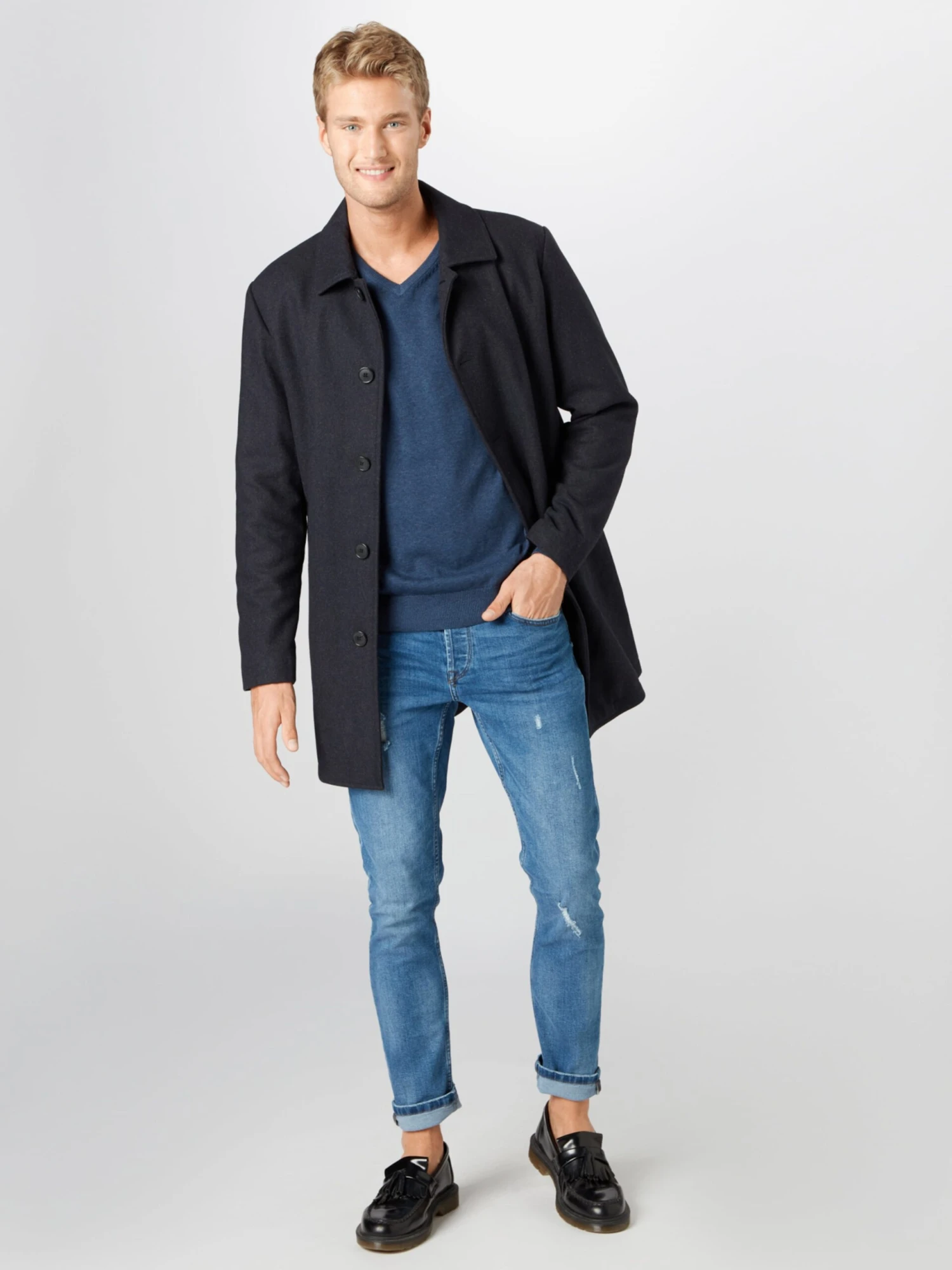 FYNCH-HATTON V-hals Truien Trui Heren Blauw Gemêleerd 4 FYNCH-HATTON V-hals Truien Trui Heren Blauw Gemêleerd - Afbeelding 4