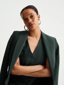 WE FASHION Klassieke Blazers Gilet Dames Donkergroen -kledingwinkel 19080cfac0835a14cca2b5362182aca6
