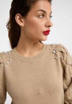 Faina Fijngebreide Truien Trui Dames Donkerbeige -kledingwinkel 364e6e288f9fb11047fdebe8885cd191