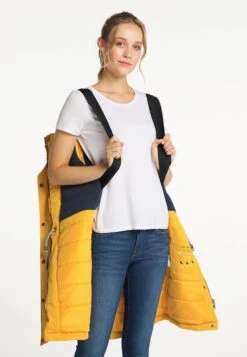 Schmuddelwedda Wintermantels Wintermantel Dames Mosterd -kledingwinkel 56ce7f2251c407d8af3e2c114e173694