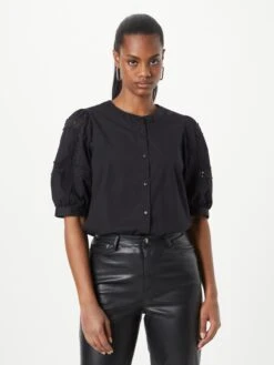 MOSS COPENHAGEN Blouses Met Korte Mouw Blouse Maribel Dames Zwart -kledingwinkel 61e960aacab0184a855d26cb1a24d648