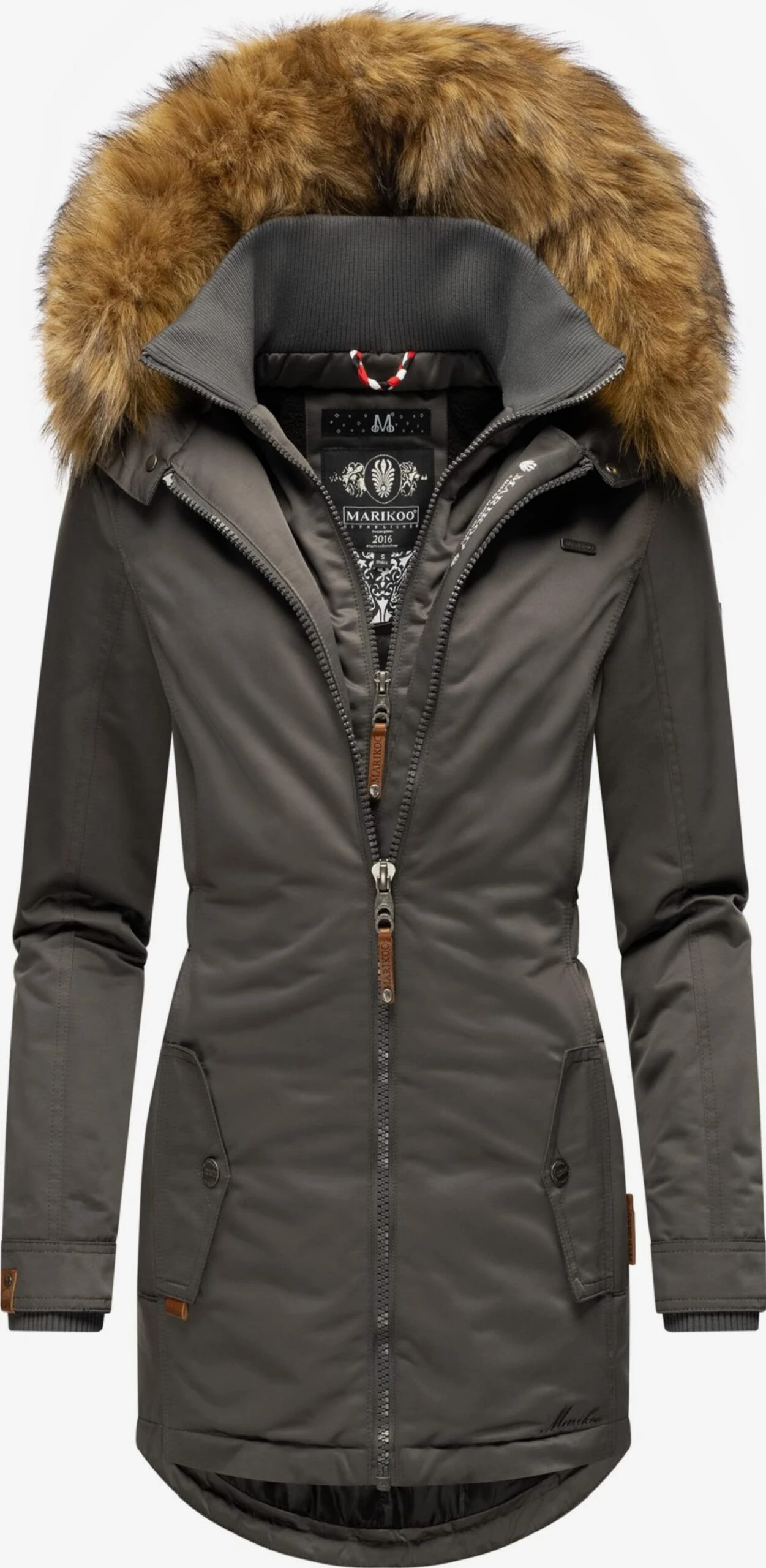 Marikoo Wintermantels Wintermantel Sanakoo Dames Donkergrijs 4 Marikoo Wintermantels Wintermantel Sanakoo Dames Donkergrijs - Afbeelding 4