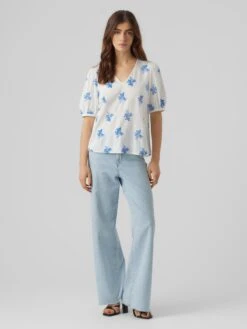 Vero Moda Blouses Met Korte Mouw Blouse Ursula Dames Wit -kledingwinkel 6e21a6604bf207413c84ea94d27c4fdb