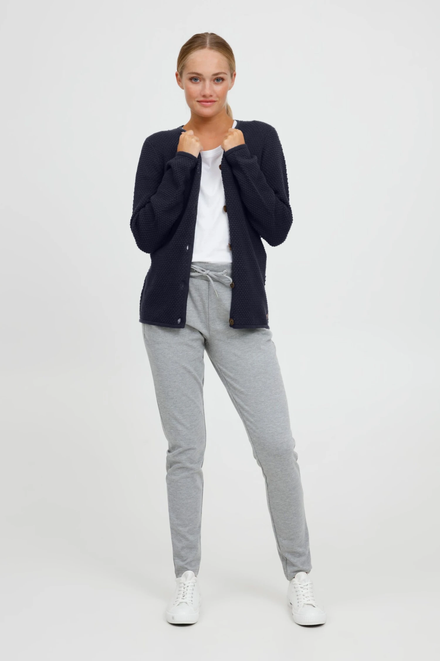 OXMO Vesten Gebreid Vest Helga Dames Marine 3 OXMO Vesten Gebreid Vest Helga Dames Marine - Afbeelding 3