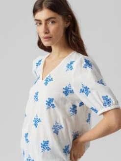 Vero Moda Blouses Met Korte Mouw Blouse Ursula Dames Wit -kledingwinkel 76a00989ce8c3513db822bb4465e4b59