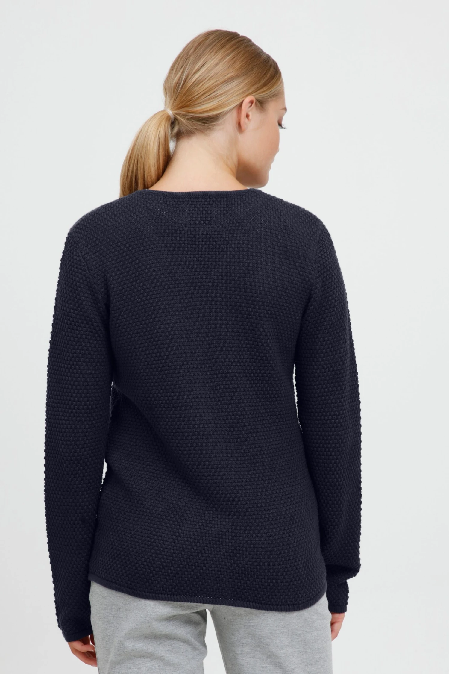 OXMO Vesten Gebreid Vest Helga Dames Marine 4 OXMO Vesten Gebreid Vest Helga Dames Marine - Afbeelding 4