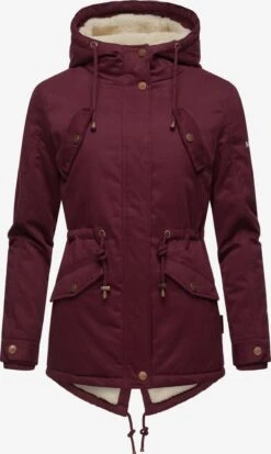 Marikoo Winterjassen Winterjas Manolya Dames Wijnrood -kledingwinkel b407be26b95d024629b8f59578be1e28