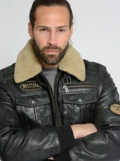 Mustang Leren Jassen Tussenjas Karlstad Heren Zwart -kledingwinkel d8b81a302b5532ea79a3ae3d125eea05