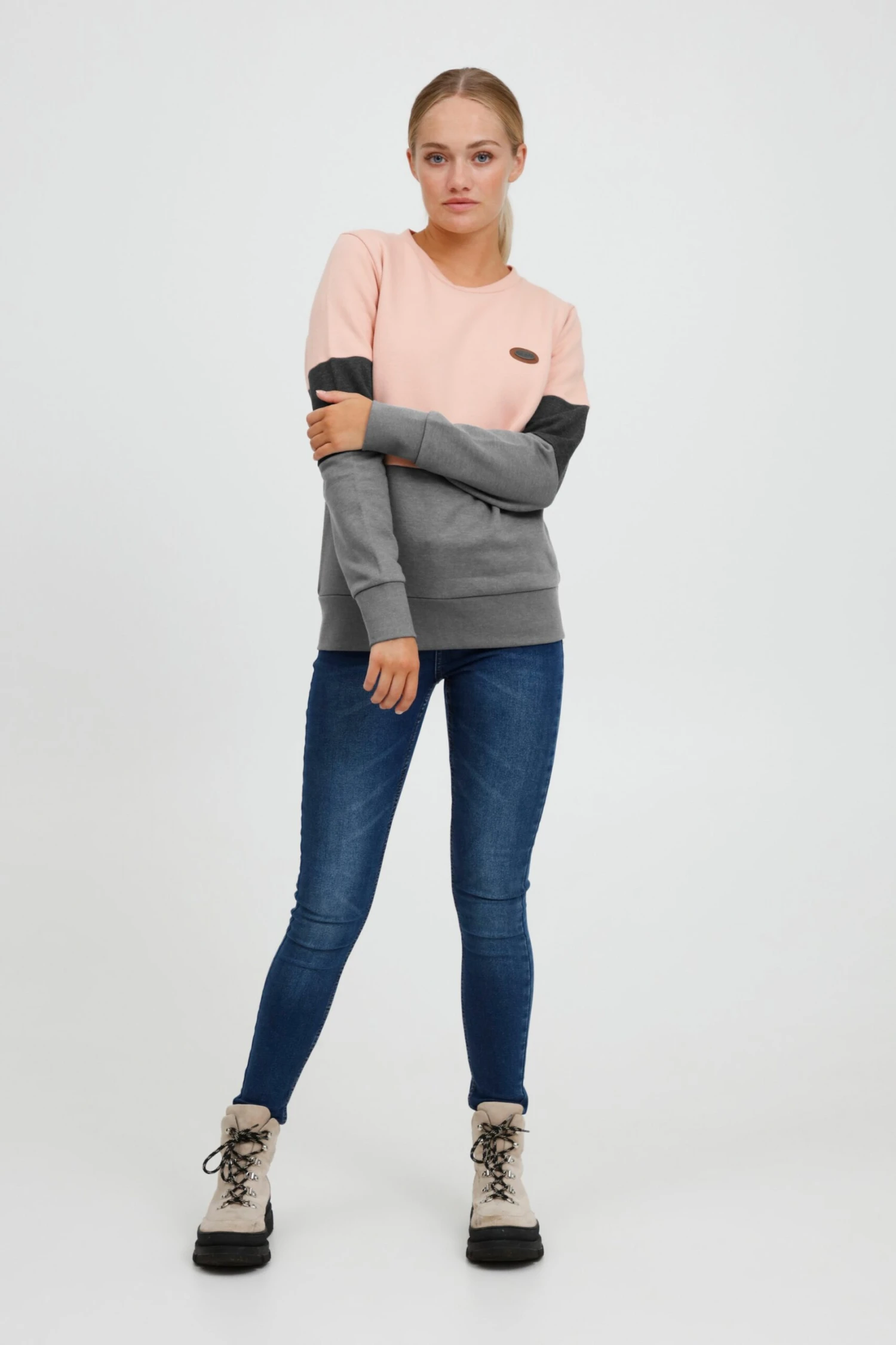 OXMO Sweatshirts Sweatshirt Trine Dames Donkergrijs / Grijs Gemêleerd / Rosa 3 OXMO Sweatshirts Sweatshirt Trine Dames Donkergrijs / Grijs Gemêleerd / Rosa - Afbeelding 3