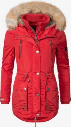Marikoo Parkas Winterparka Grinsekatze Dames Rood -kledingwinkel f60303679228a48ae25b08bed327dde4