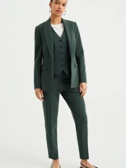 WE FASHION Klassieke Blazers Gilet Dames Donkergroen -kledingwinkel f78ff5e20b16f895c632e84f9d5ce977